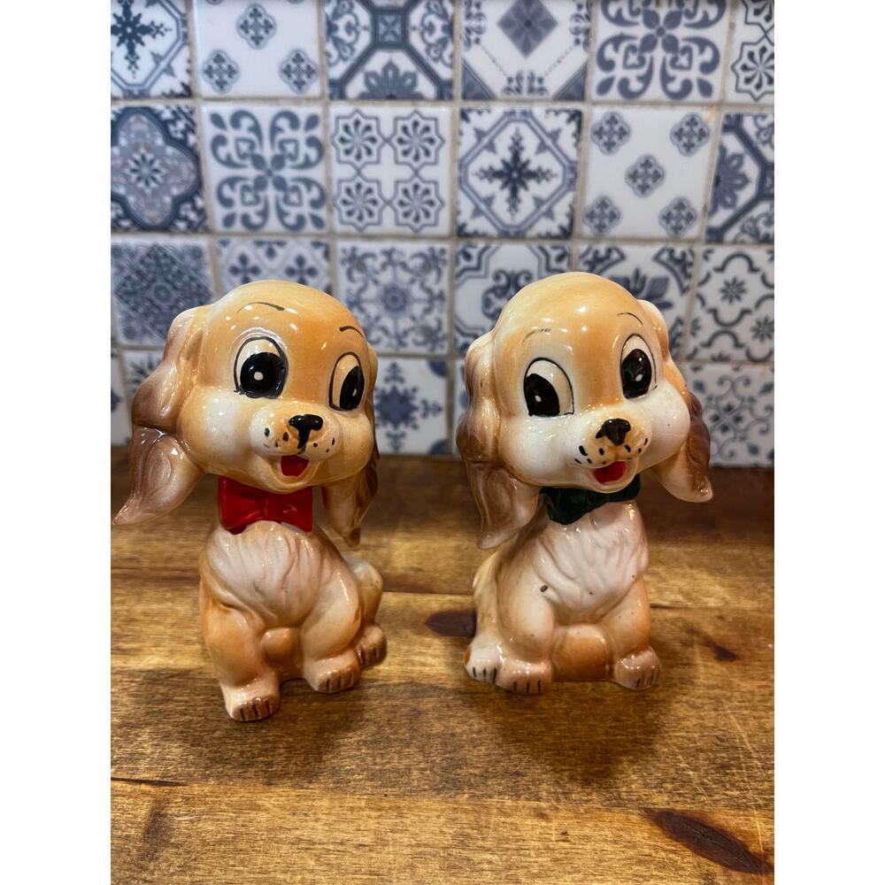 Vintage Ceramic Cocker Spaniel Salt & Pepper Shakers
